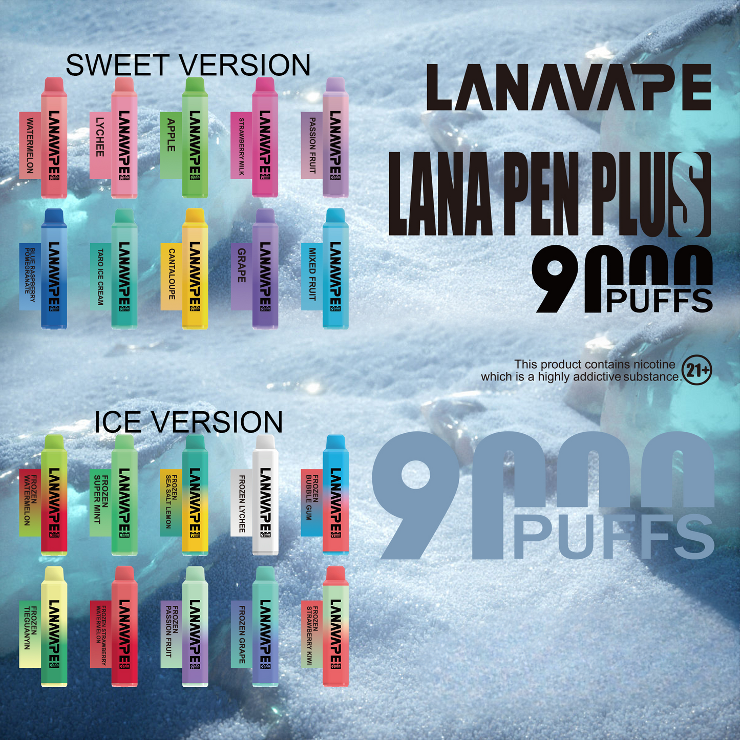 LANA PEN PLUS 9000 RECHARGEABLE DISPOSABLE